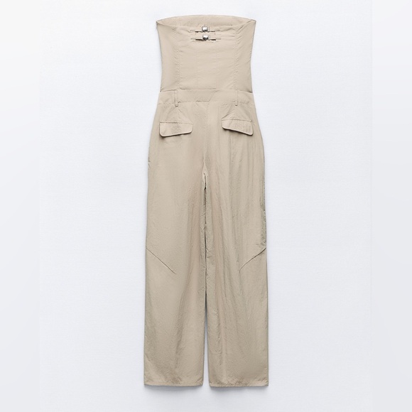 NWOT Zara strapless nylon jumpsuit blogger favorite - Picture 4 of 5